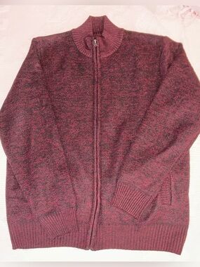 EUC Kensington Eastside Full Zip Sweater Men's XL Burgundy Heather Knit Jacket